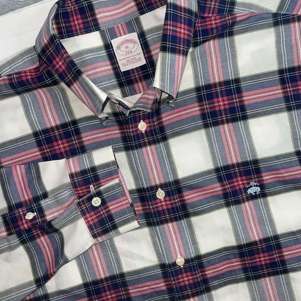 Brooks Brothers 346 Men's Long Sleeve Button Down‎ Size XL Plaid Multicolor